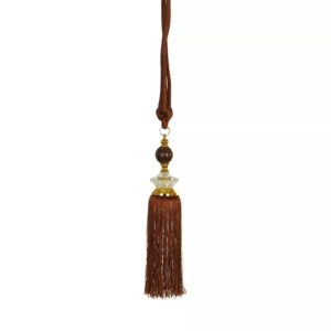 Customization Polyester / Acrylic Brown long curtain tassel fringe acrylic visible head