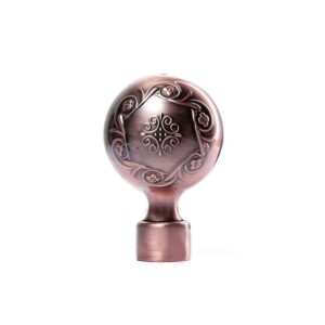 Carved sphere curtain finials, curtain end rose gold curtain rods finials