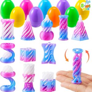 8 Pcs Prefilled Easter Eggs with 3D Printed Impossible Cone Fidget Toys for Party Favors, Basket Stuffers for Boys & Girls, Easter Egg Hunt, Classroom Prize Supplies, Party Games for Kids